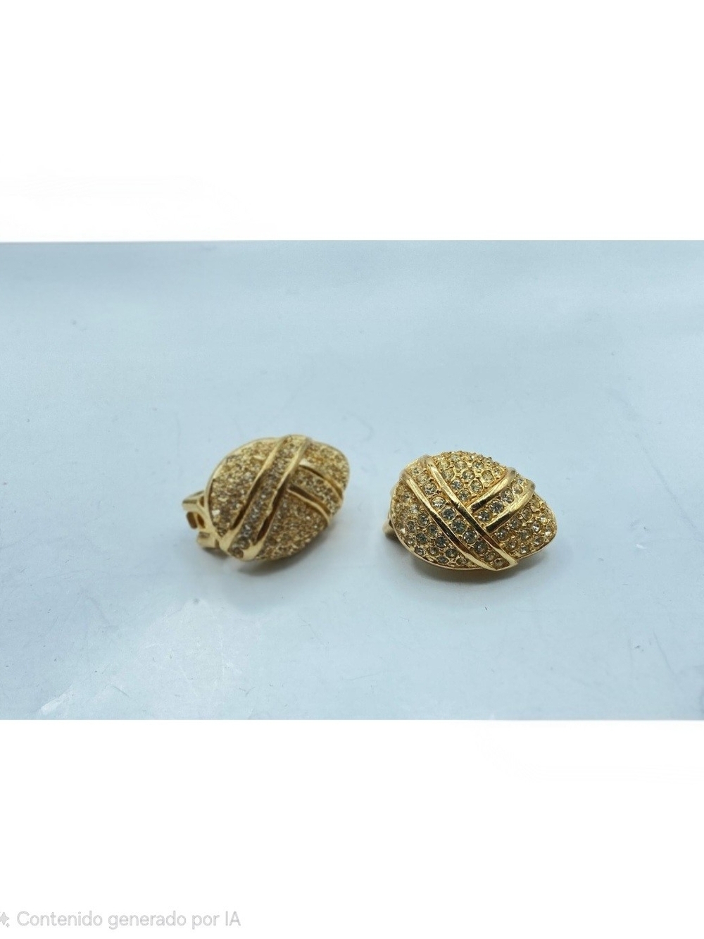 Vintage Christian Dior Pave Crystal Dome Teardrop Clip Earrings COA Authentic